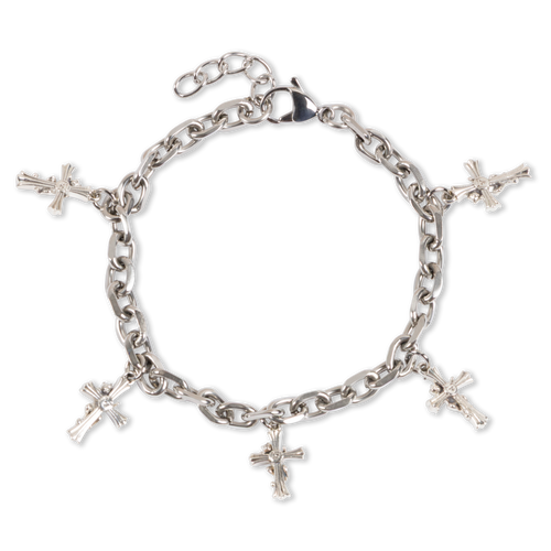 RIPNDIP Charm Cross Bracelet (Silver)